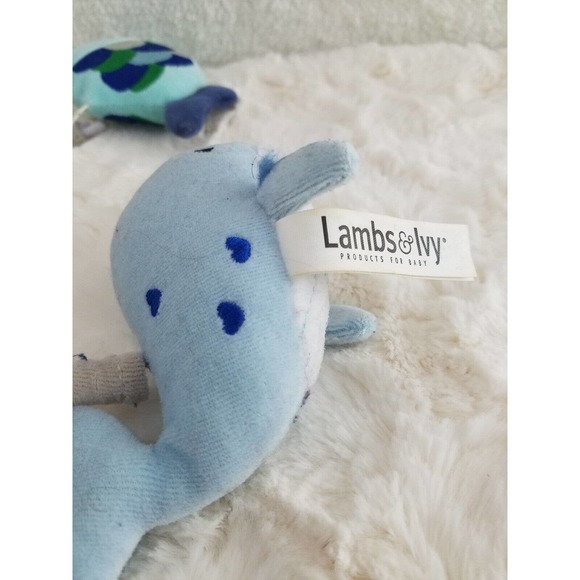 Lambs & Ivy Oceania Blue/Gray Whale/Fish Nautical/Ocean Musical Baby Crib Mobile - Picture 3 of 6